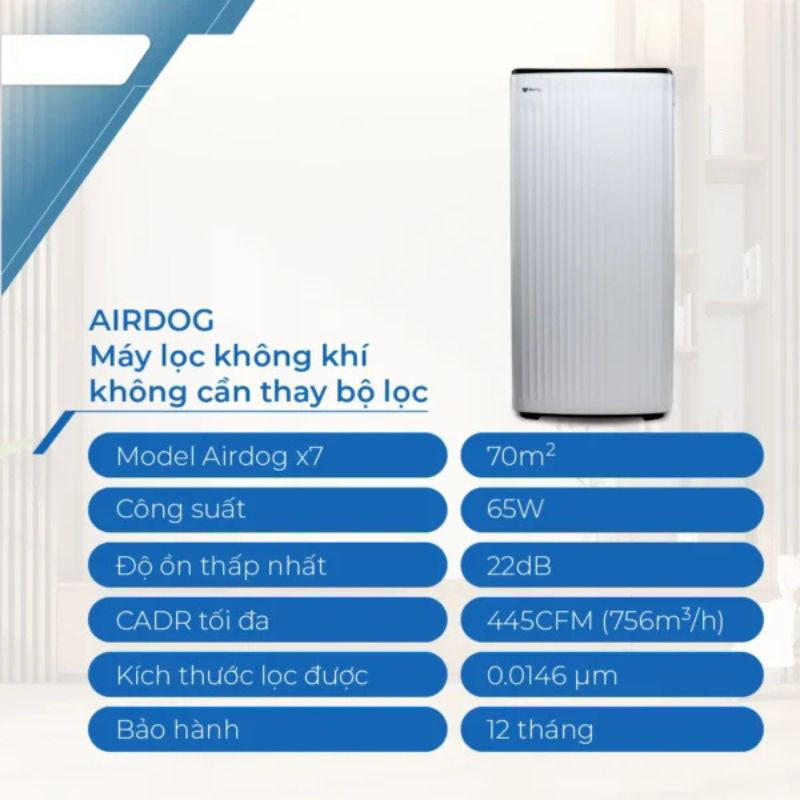 Thông số kỹ thuật của máy lọc không khí Airdog X7 