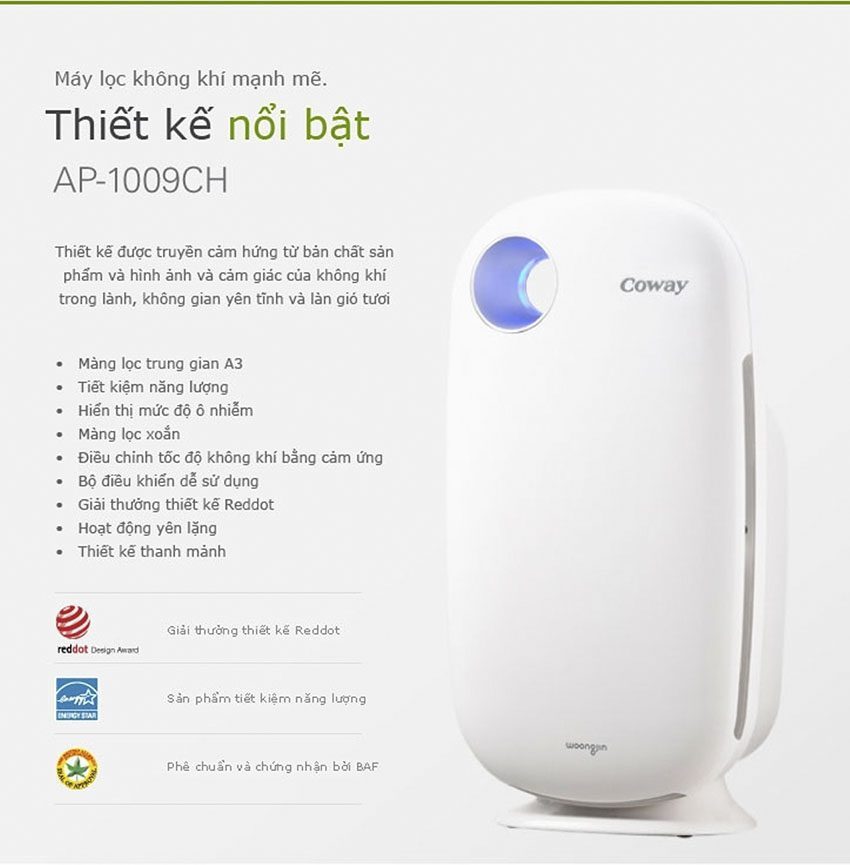 Máy lọc không khí Coway AP-1009CH - Hàng chính hãng