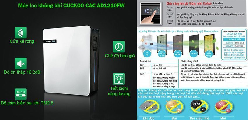 Máy lọc không khí Cuckoo CAC-AD1210FW - Hàng chính hãng