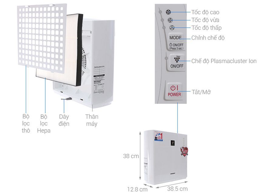 Máy lọc không khí Sharp FU-A28EV-W - Hàng chính hãng
