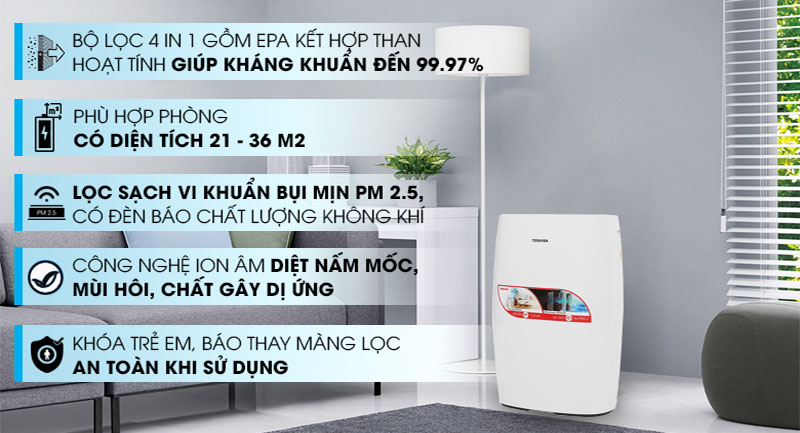 Máy lọc không khí Toshiba CAF-N30(W)VN - Hàng chính hãng