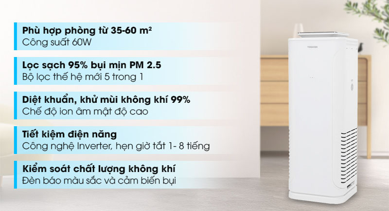 Máy lọc không khí Toshiba CAF-N50(W)VN - Hàng chính hãng