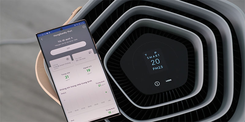 Điều chỉnh được qua điện thoại của Máy lọc không khí ion âm Electrolux Pure A9
