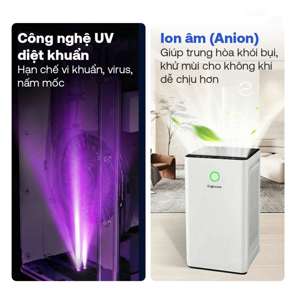 Máy lọc không khí kết nối Wifi thông minh Fujihome AP5PRO - Hàng chính hãng