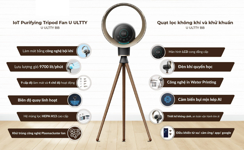 Quạt lọc không khí và khử khuẩn Ultty BB - Hàng chính hãng