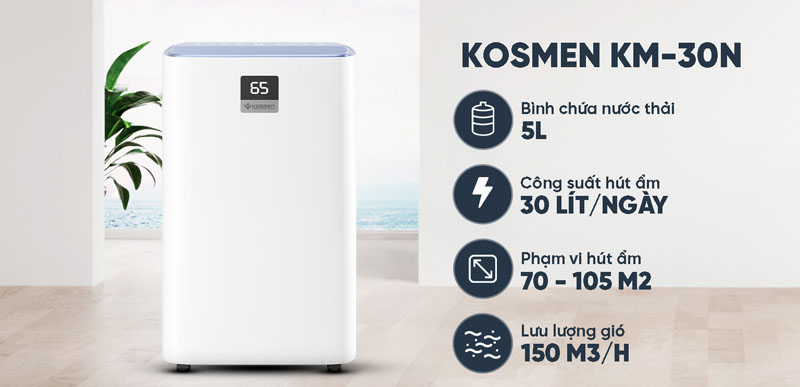 Máy lọc không khí kiêm hút ẩm Kosmen KM-30N - Hàng chính hãng