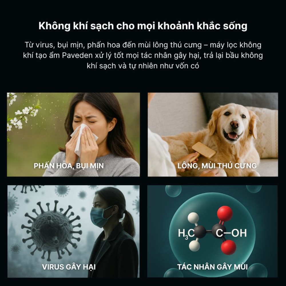 Máy lọc không khí tạo ẩm Paveden PAP-HF316T - Hàng chính hãng