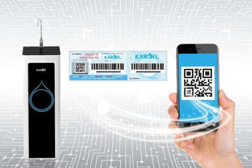 Máy lọc nước 9 cấp Karofi E9RO được trang bị tem xác thực hàng chính hãng