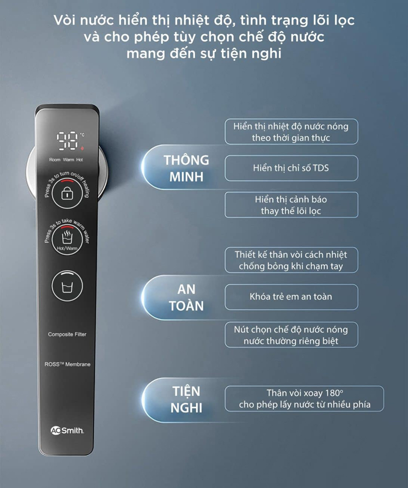 Máy lọc nước để gầm AO Smith LUX-AOU800HOT - Hàng chính hãng