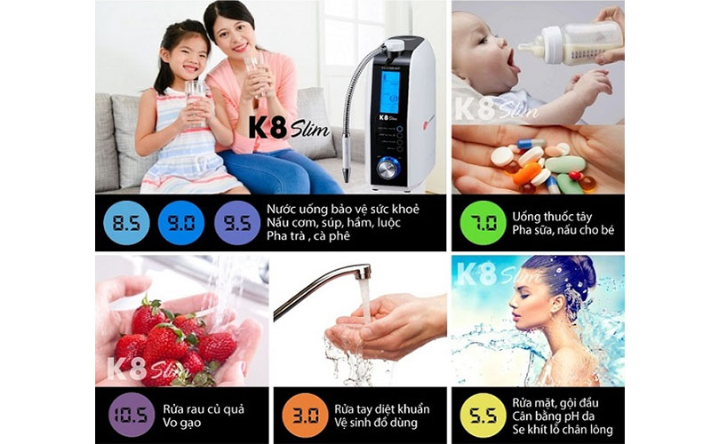 Máy lọc nước ion kiềm Fuji Smart K8 Slim - Hàng chính hãng