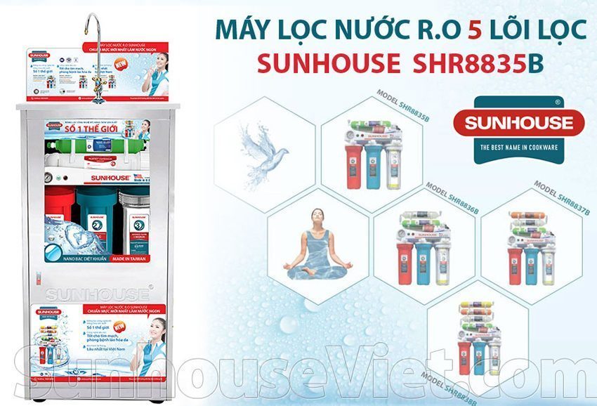 Máy lọc nước R.O 5 lõi lọc Sunhouse SHR8835B - Hàng chính hãng