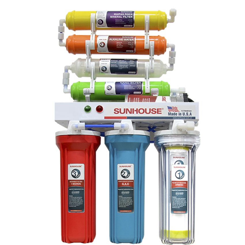 Máy lọc nước R.O 8 lõi lọc Sunhouse SHR8808B - Hàng chính hãng