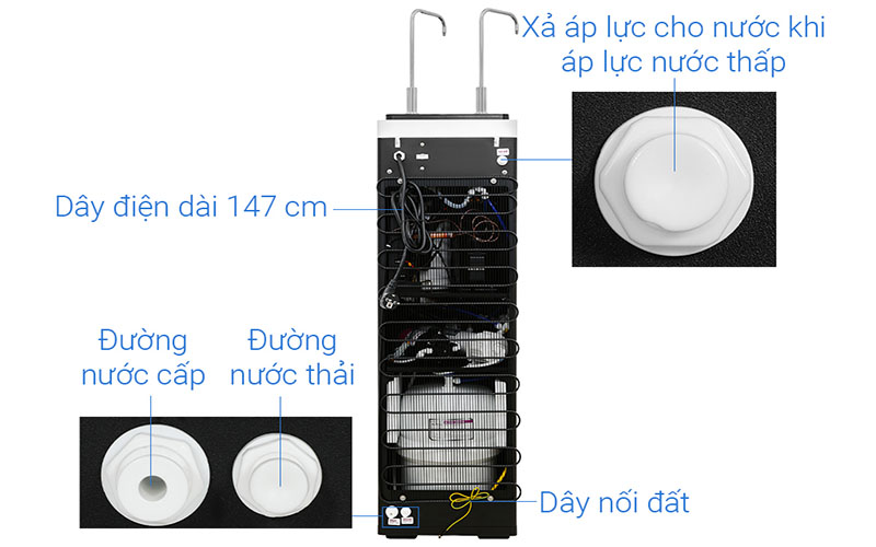 Thiết kế của Máy lọc nước RO Hydrogen Pro nóng nguội lạnh Mutosi MP-F081-HC4H3