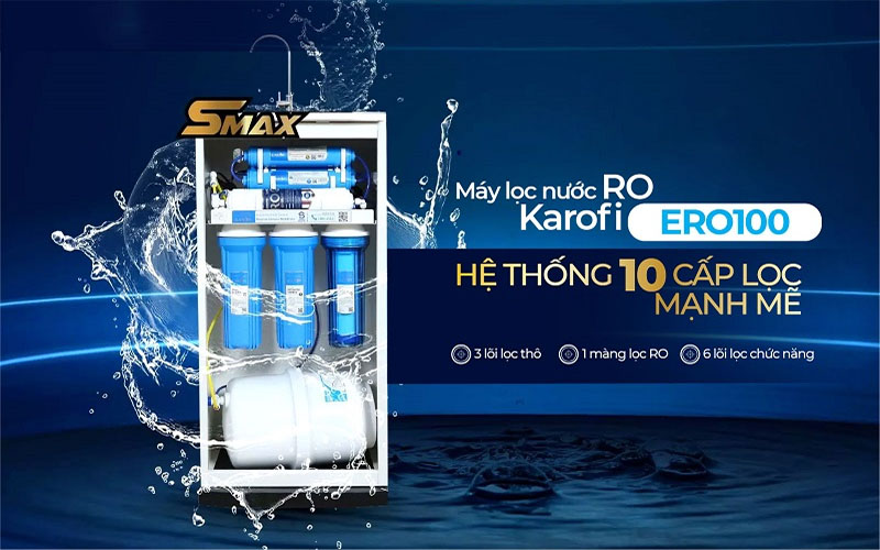 Hệ thống 10 lõi lọc của Máy lọc nước RO Karofi ERO100