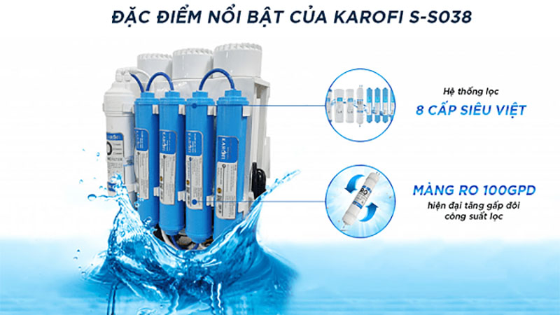 Máy lọc nước để gầm Karofi Slim S-S038 - Hàng chính hãng