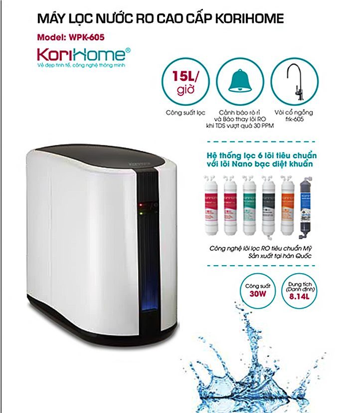 Máy lọc nước RO KoriHome WPK-605 - Hàng chính hãng