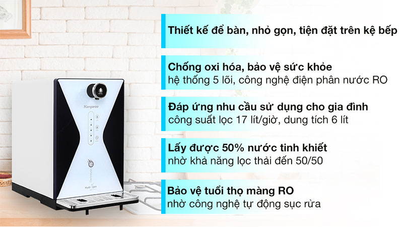 Máy lọc nước RO hydrogen ion kiềm Kangaroo KG100EED - Hàng chính hãng