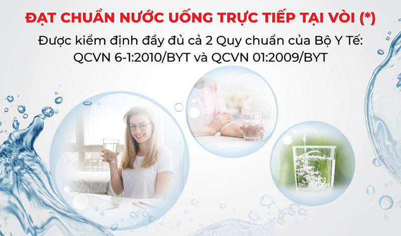 Nước đạt chuẩn của Máy lọc nước RO không vỏ tủ Makano MKW-34009D