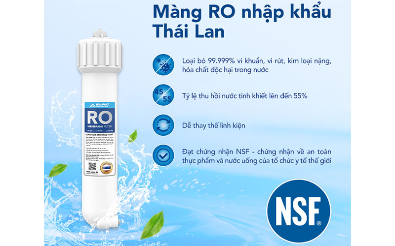 Máy lọc nước RO lọc nước lợ, nước nhiễm đá vôi Hòa Phát HPA823 - Hàng chính hãng