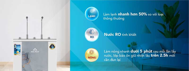 Máy lọc nước RO nóng lạnh Hòa Phát HWBR3A1021 - Hàng chính hãng