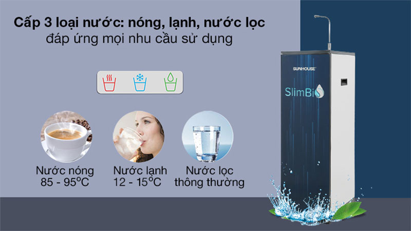 Máy lọc nước RO nóng nguội lạnh Sunhouse SHA76214CK-S - Hàng chính hãng
