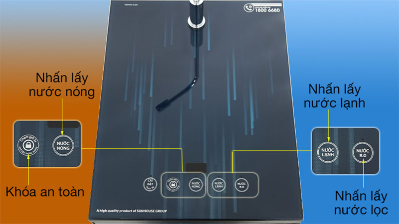 Máy lọc nước RO nóng nguội lạnh Sunhouse SHA76214CK-S - Hàng chính hãng