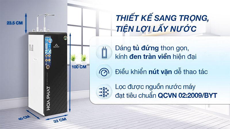 Máy lọc nước RO nóng nguội lạnh Hòa Phát HPN639 12 lõi - Hàng chính hãng