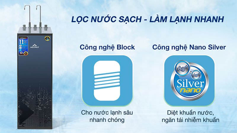 Máy lọc nước RO nóng nguội lạnh Hòa Phát HPN666 - Hàng chính hãng