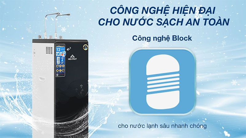 Máy lọc nước RO nóng nguội lạnh Hòa Phát HPN669 12 lõi - Hàng chính hãng