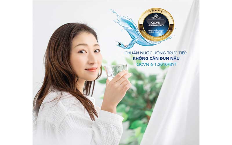 Chứng nhận nước sạch của Máy lọc nước RO tủ đứng Hòa Phát HWR2A1022/HWR2B1022