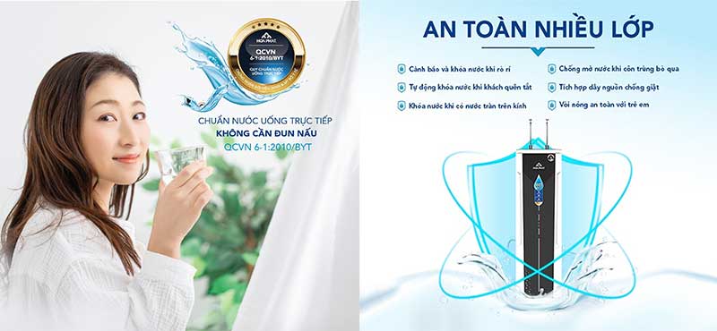 Máy lọc nước RO nóng lạnh Hòa Phát HWBS1B1021T - Hàng chính hãng