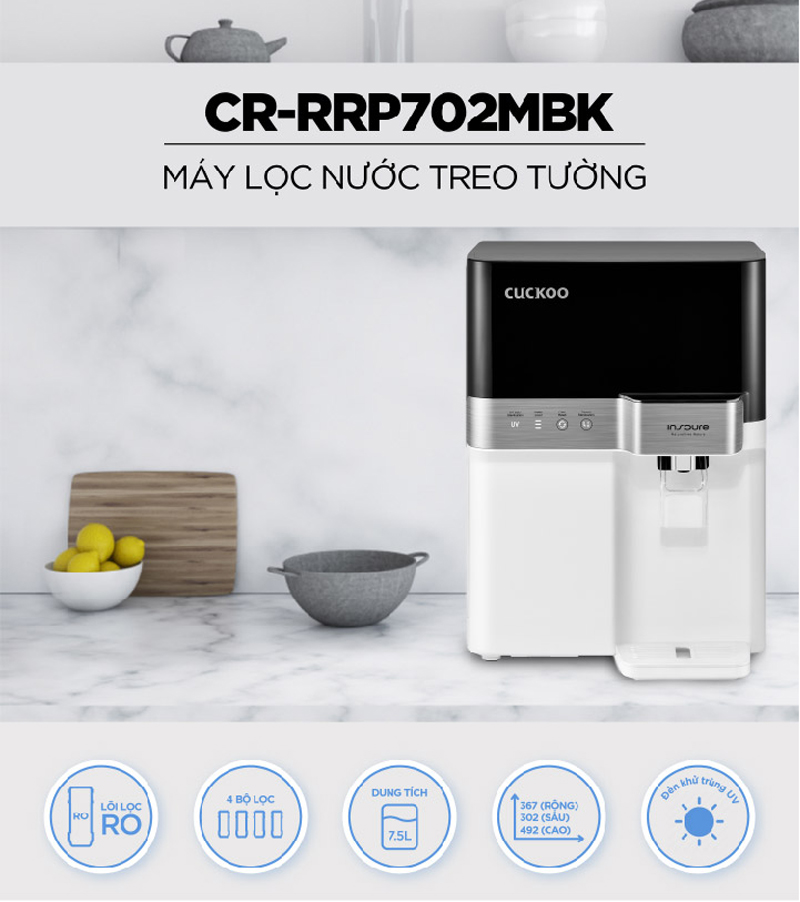 Máy lọc nước để bàn Cuckoo RO CP-RRP702MBK - Hàng chính hãng