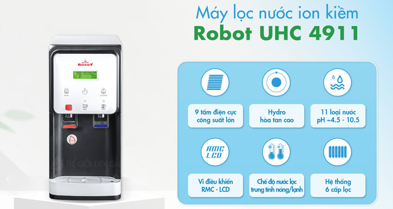 Máy lọc nước điện giải nóng nguội lạnh Robot UHC-4911 - Hàng chính hãng