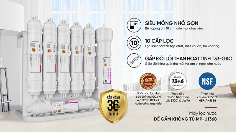 Máy lọc nước để gầm Mutosi 10 lõi MP-U1368 - Hàng chính hãng