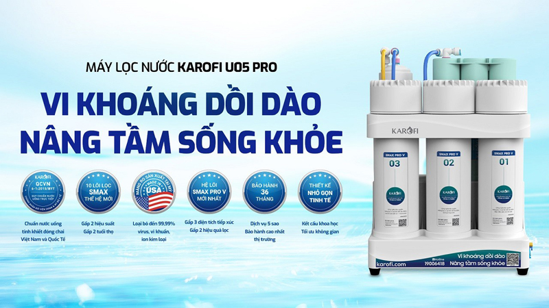 Máy lọc nước để gầm Karofi KAQ-U05 PRO - Hàng chính hãng