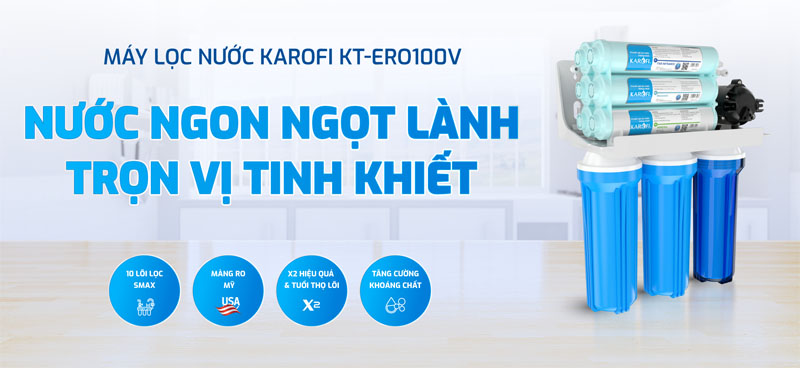 Máy lọc nước Karofi KT-ERO100V - Hàng chính hãng