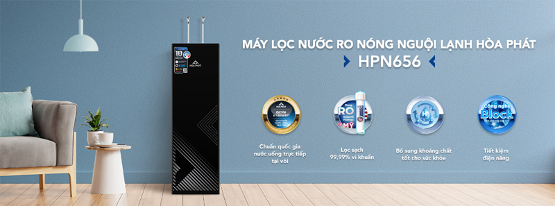 Máy lọc nước RO nóng nguội lạnh Hòa Phát HPN656 - Hàng chính hãng