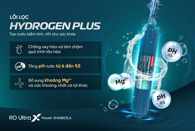 Máy lọc nước ion kiềm Hydrogen UltraX Sunhouse SHA8823LA - Hàng chính hãng