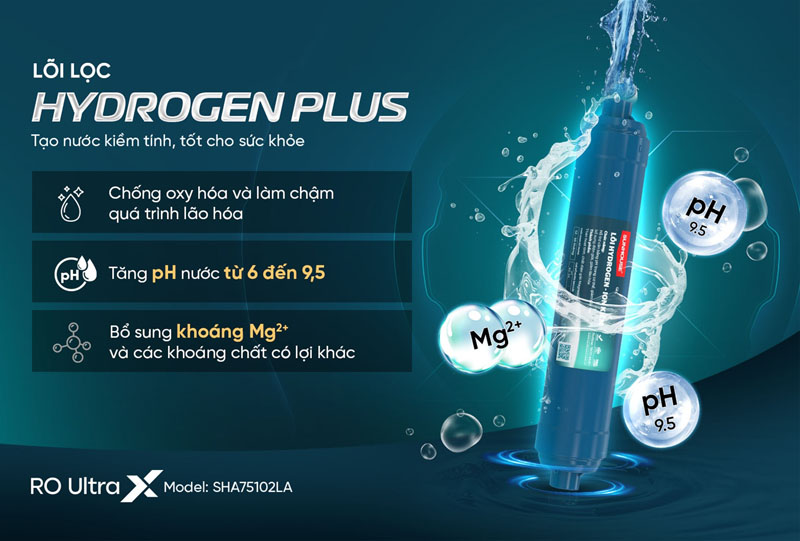 Máy lọc nước ion kiềm hydrogen UltraX Sunhouse SHA75102LA - Hàng chính hãng