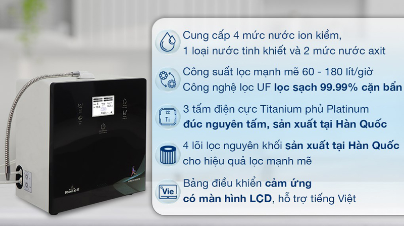 Máy lọc nước điện giải ion kiềm Robot IonPrince 37 - Hàng chính hãng