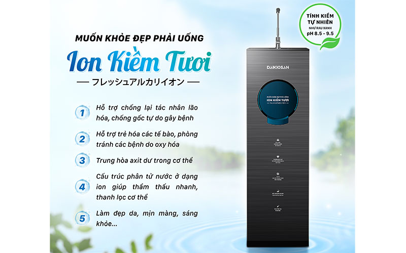 Máy lọc nước ion kiềm tươi Daikiosan DN104 - Hàng chính hãng