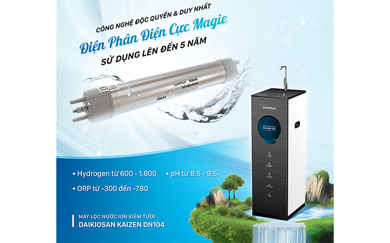 Máy lọc nước ion kiềm tươi Daikiosan DN104 - Hàng chính hãng