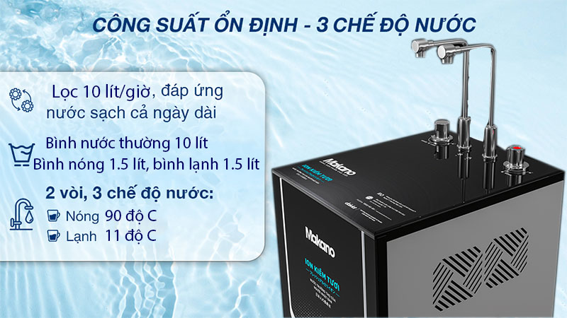 Máy lọc nước ion kiềm tươi nóng lạnh nguội Makano MN369 - Hàng chính hãng