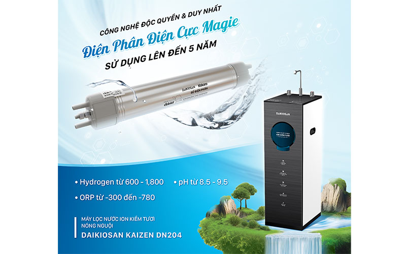 Máy lọc nước ion kiềm tươi nóng nguội Daikiosan DN204 - Hàng chính hãng