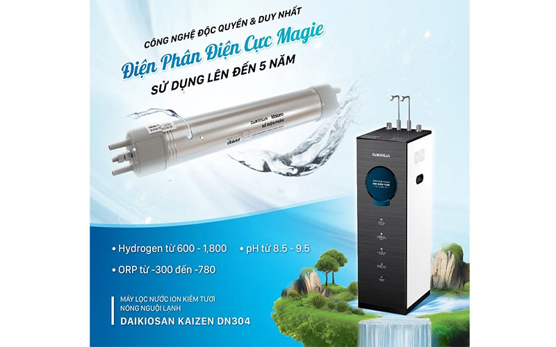 Máy lọc nước Ion kiềm tươi nóng lạnh nguội Daikiosan DN304  - Hàng chính hãng