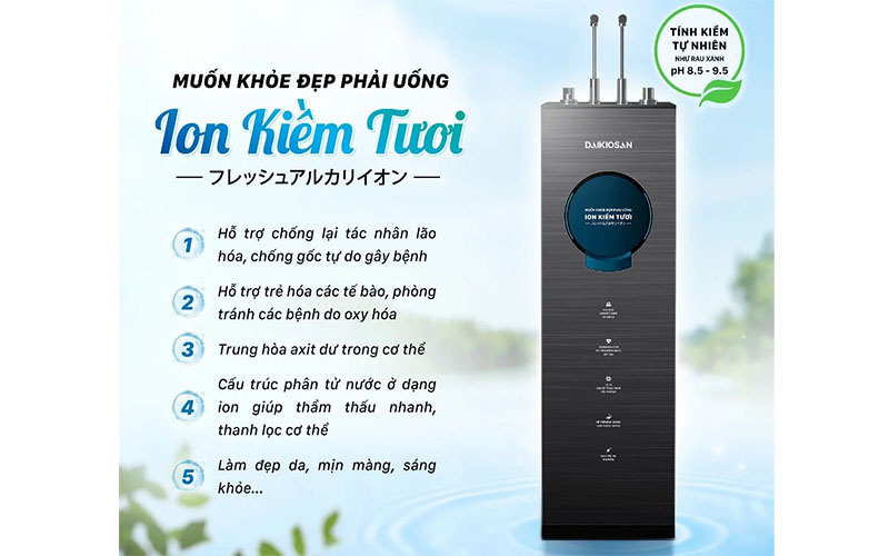 Máy lọc nước Ion kiềm tươi nóng lạnh nguội Daikiosan DN304  - Hàng chính hãng
