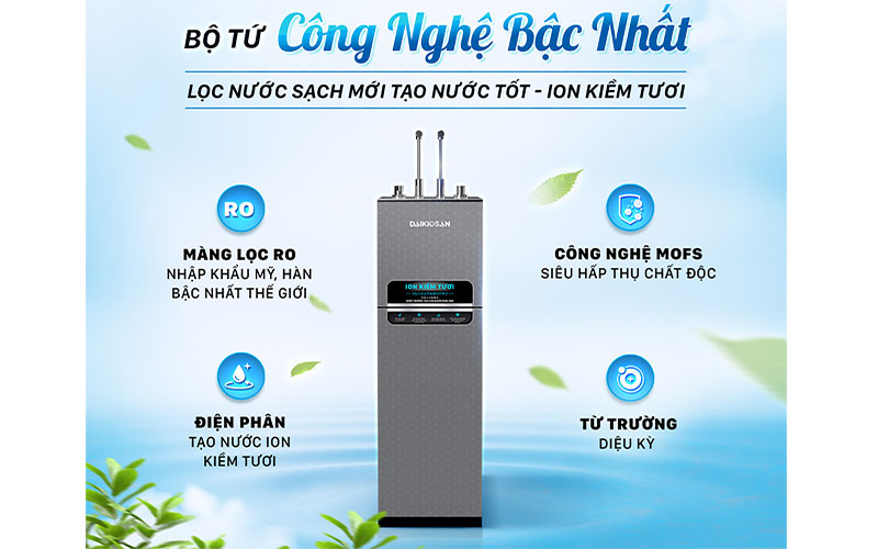 Máy lọc nước ion kiềm tươi nóng nguội lạnh Daikiosan DN369 - Hàng chính hãng
