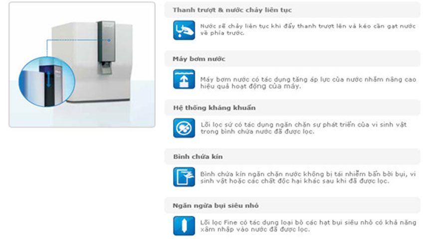 Thiết kế vòi rót của máy lọc nước không dùng điện Coway P-03DL
