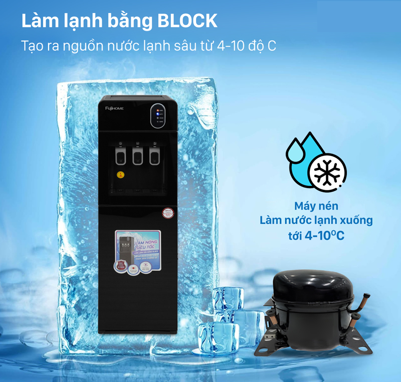 Cây nước nóng lạnh 3 vòi Fujihome WD11EC - Hàng chính hãng