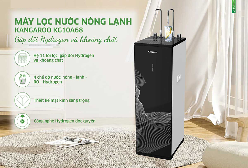 Máy lọc nước Kangaroo Hydrogen nóng lạnh KG10A68 - Hàng chính hãng